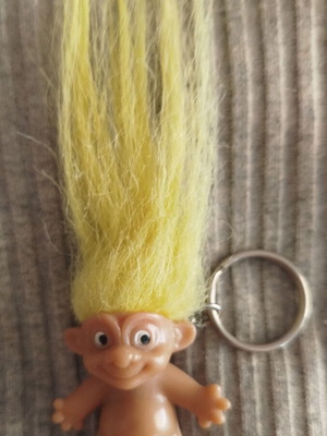 Vintage Evhoulis keychain used, yellow, pencil decor