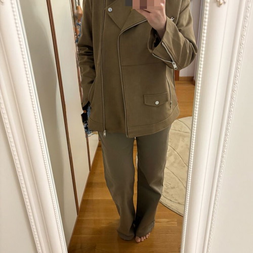 Zara faux suede biker jacket, green, new
