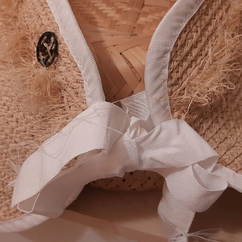 Straw beach hat like new, beige, size L
