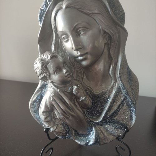 Icon of Virgin Mary with Christ in plaster, like new