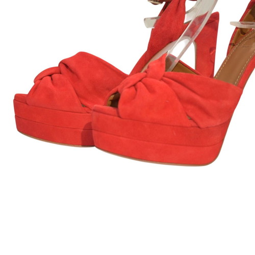 Aquazzura red suede platform sandals EU 37.5
