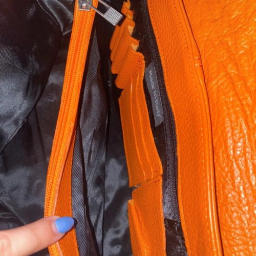 Shoulder bag Made In Italia leather, like new, orange