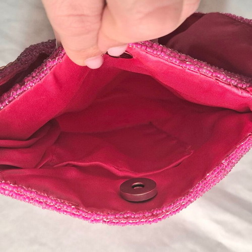 Statement fuchsia hand bag new with beads and sequins