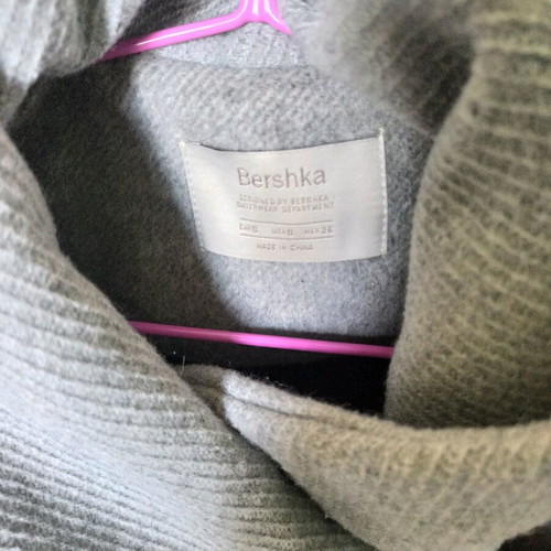 Bershka gray coat used with leather wear on zippers and sleeves
