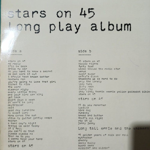 Stars On 45 vinyl record