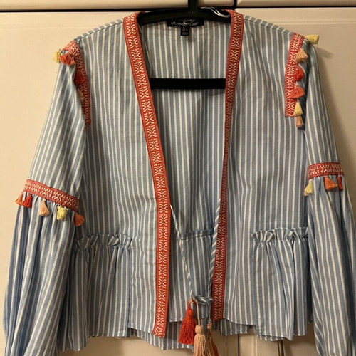 Zara boho style shirt with tassels like new, multicolor