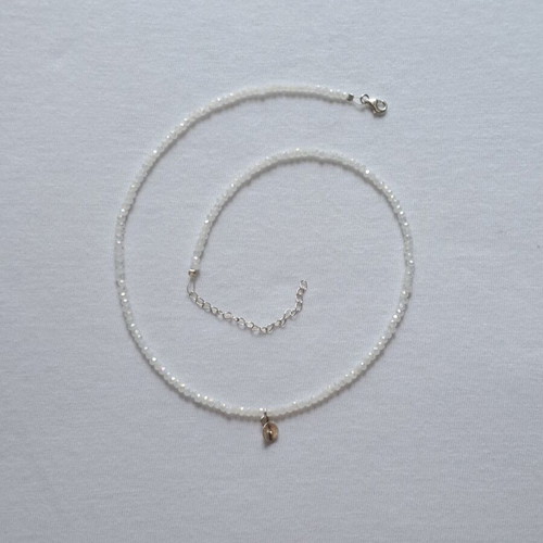 Choker with White Faceted Opalite Beads and 925 Silver Elements