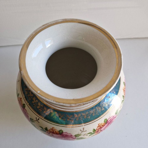 Vintage vase with floral decorative elements, like new