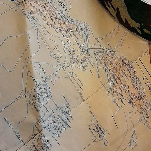 Vintage nautical map of Aegean Sea, Cyclades, Argosaronikos, Dodecanese, large 95x60