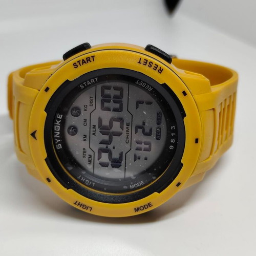 Synoke digital sports watch with yellow strap new