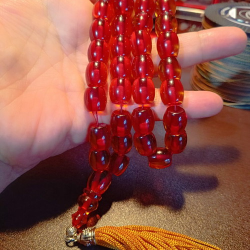 Mastic komboloi worry beads with silk tassel