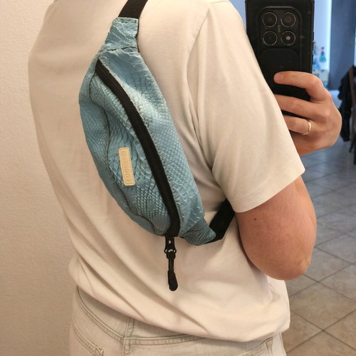 Turquoise snakeskin effect belt bag used