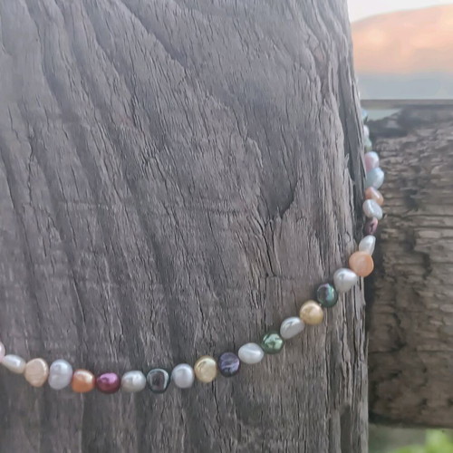 Necklace with colorful freshwater pearls like new