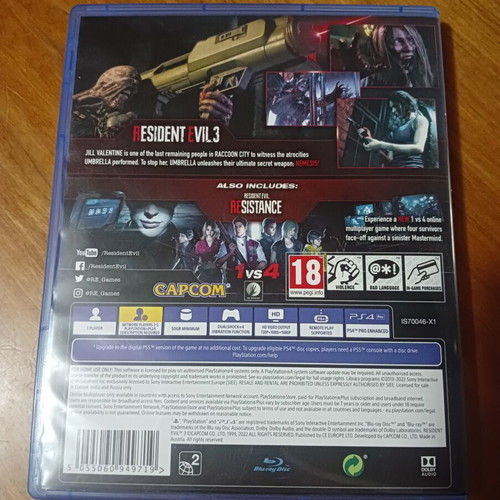 Resident Evil 3 PlayStation 4 game like new