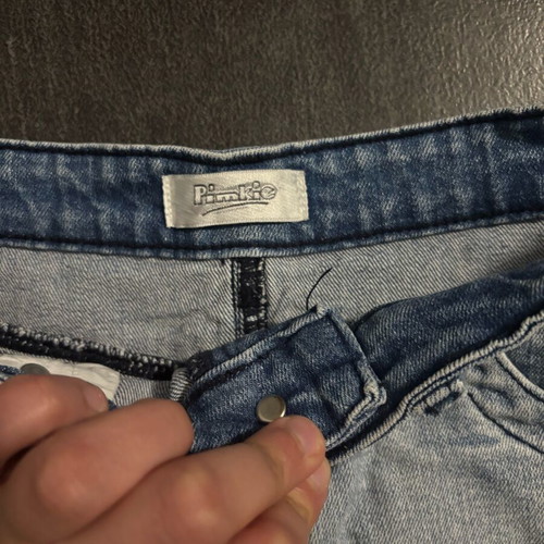 Denim mini skirt like new with embroidered rock music detail