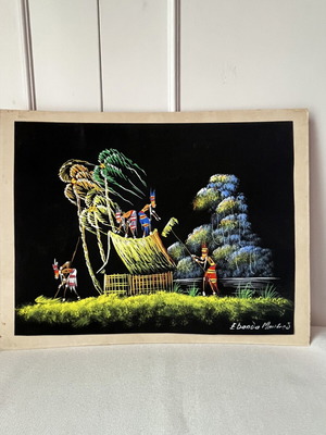 Authentic Vintage African Folk Art Painting 1960-1975