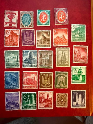 German Reich & Generalgouvernement Stamp Collection 24 Historical Stamps like new (1919-1944)