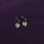 Silver earrings with yellow diamond heart charms new