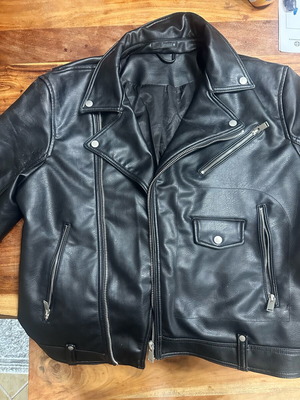 Zara men's leather jacket used, size M, black