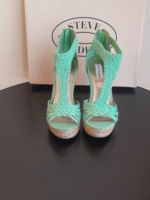 Steve Madden women's platform espadrilles used, turquoise, size 38.5