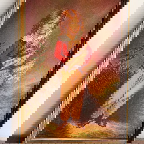 Ελαιογραφία vintage μεταχειρισμένη, πίνακας λάδι σε ξύλο αντίγραφο Bremont