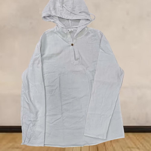 White linen men's hoodie shirt new, size M
