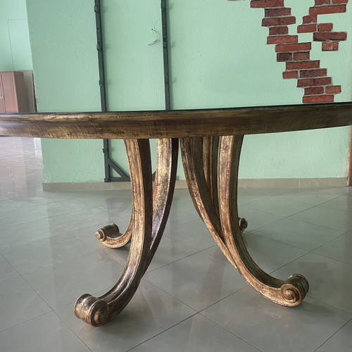 Kourtis luxury dining set round table and 4 solid wood chairs used
