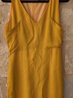 Sophistic Sleeveless V-Neck Sheath Dress like new, mustard yellow, size M