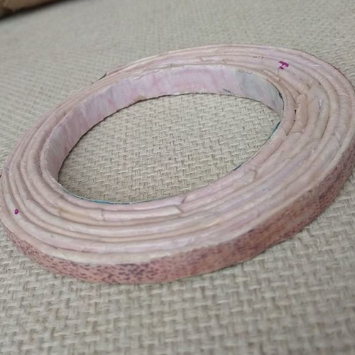 Pink open bangle bracelet made of paper new, handmade
