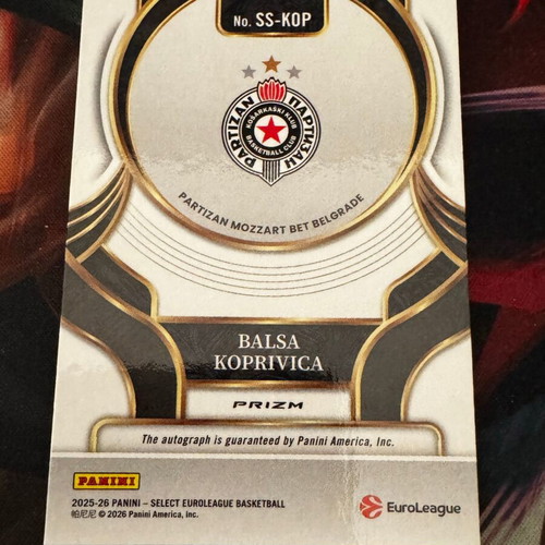 2025-26 Panini Select EuroLeague Silver Balsa Koprivica autograph card