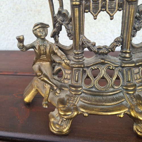 Bronze Mantle Clock Garniture Set used, Baroque style