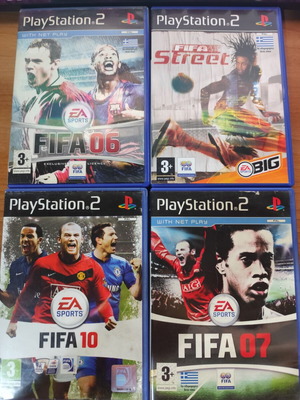 PS2 FIFA 06, FIFA 07, FIFA 10 and FIFA Street games used