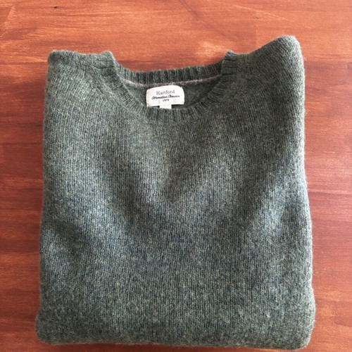 Wool sweater used, green, size 10-12 years