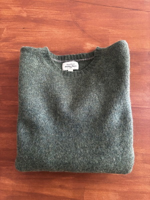 Wool sweater used, green, size 10-12 years