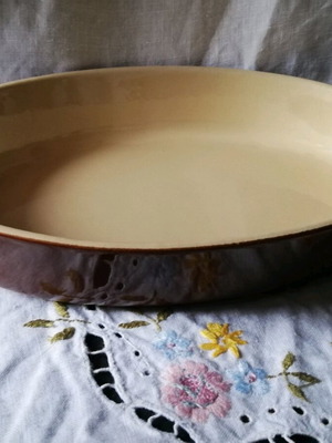Emile Henry oval brown baking dish 21 cm used