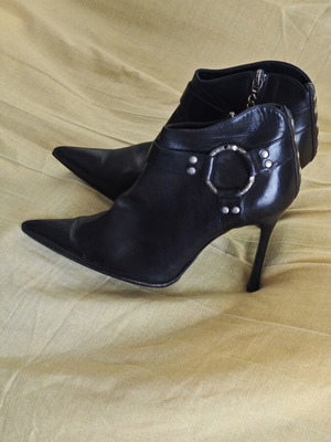 Cesare Paciotti black leather ankle boots with stiletto heel
