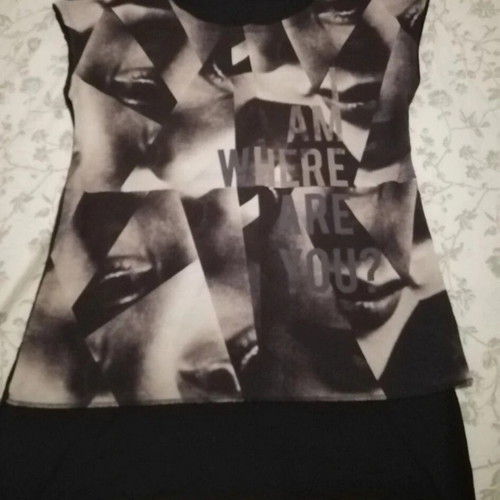 Attrattivo women's asymmetrical blouse M, like new, black and white