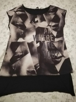 Attrattivo women's asymmetrical blouse M, like new, black and white