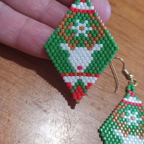 Handmade Miyuki Bead Earrings new, multicolored and green