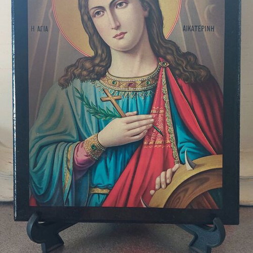 Wooden icon of Saint Catherine