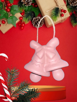 Χριστουγεννιάτικο στολίδι καμπάνα ροζ καινούργιο χειροποίητο