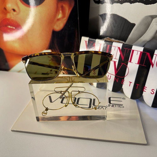 Vintage German sunglasses with gold metal frame and brown lenses NOS