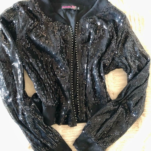 Bomber jacket with sequins Fionella Rubino like new, black