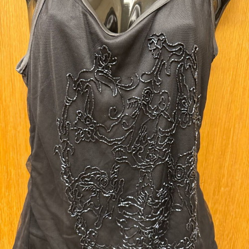 Double embroidered blouse with beads like new, gray, size S