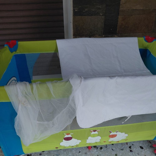 Baby playpen bed with mosquito nets and protective cover