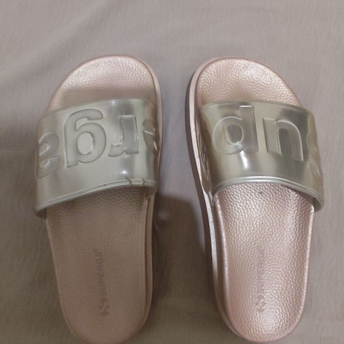 Superga bronze slippers size 37 used with small tear