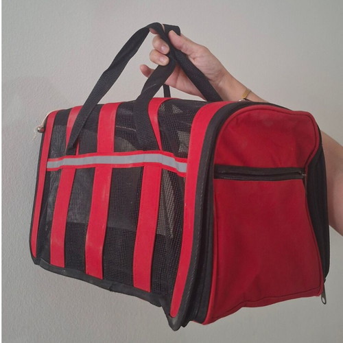 Pet carrier bag red and black, very good condition