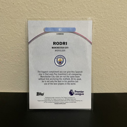 2025-26 Topps Finest Premier League Rodri Checkerboard card like new