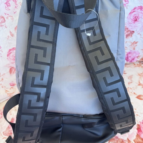 Versace backpack, large with mesh front pocket, black and grey