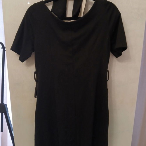 Black midi blazer dress with white details, like new